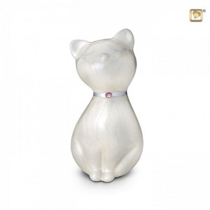  Cat Urn White with swarovski crystal